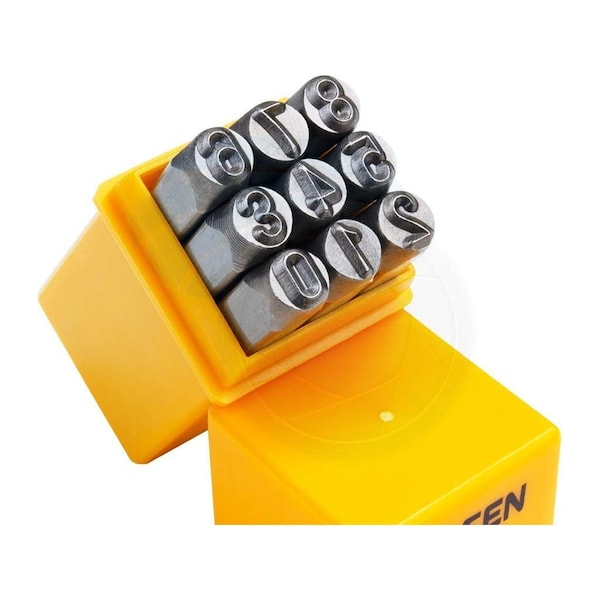 Tolsen Steel Punch Stamp Die Set Metal Steel Tool Numbers 0-9 9-Piece Set 6mm - 25097