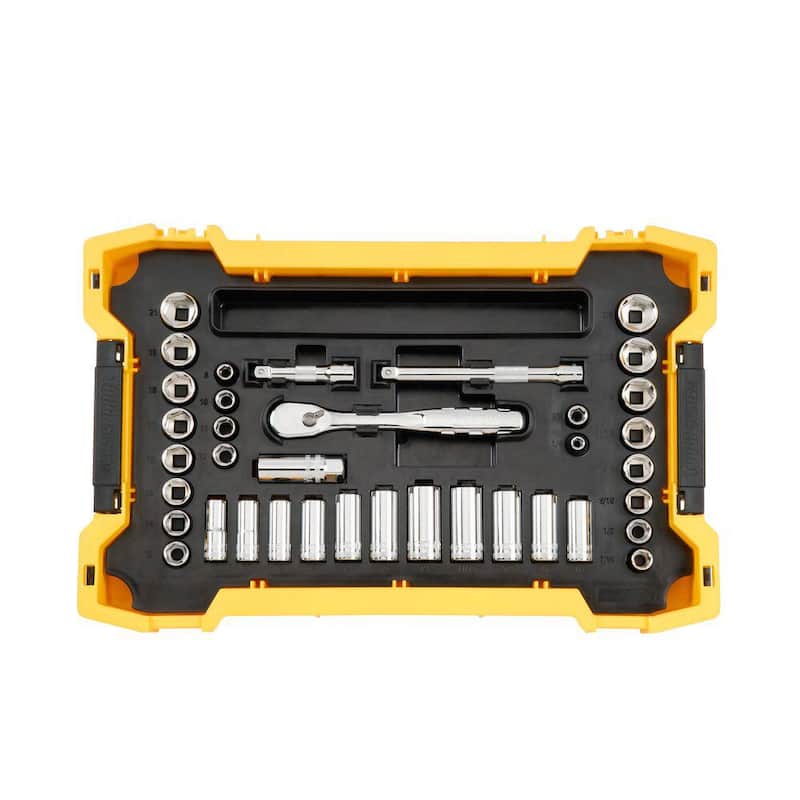 Juego de dados de 3/8 de pulgada DEWALT con bandeja Toughsystem (37 piezas) - DWMT45400