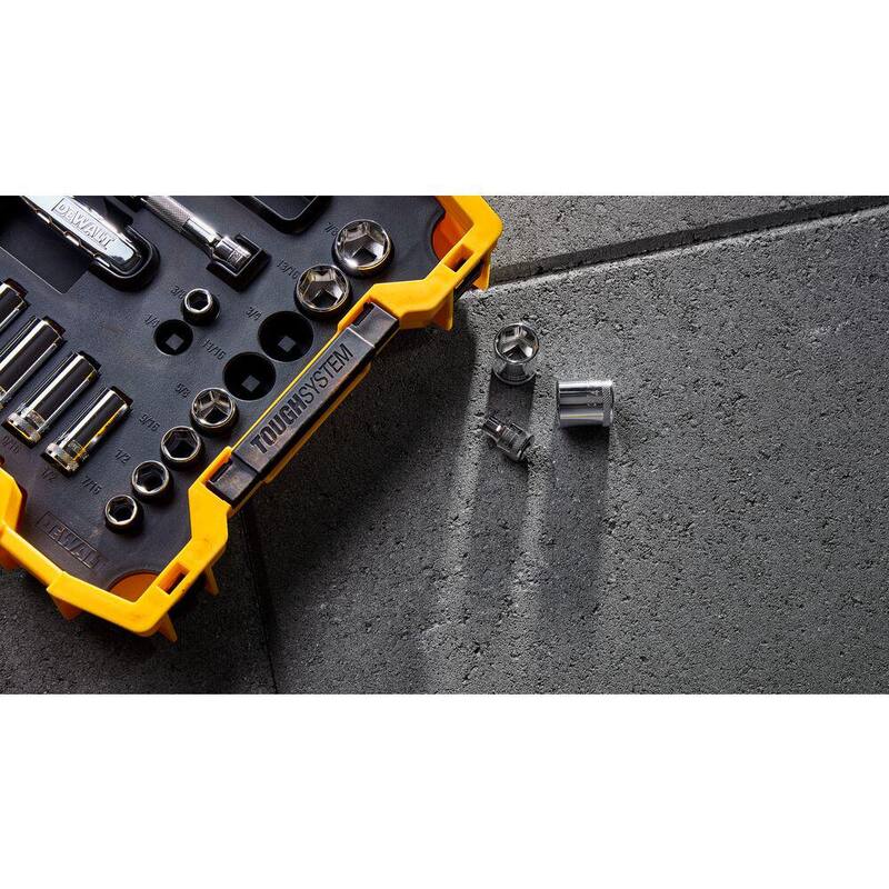 Juego de dados de 3/8 de pulgada DEWALT con bandeja Toughsystem (37 piezas) - DWMT45400