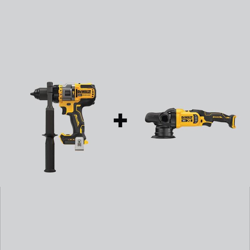 Broca/Taladro / Destornillador inalámbrico sin escobillas DEWALT 20V MAX de 1/2 pulgadas y Pulidora orbital aleatoria de velocidad variable de 5 pulgadas (solo herramientas) - DCD999BWDCM848B