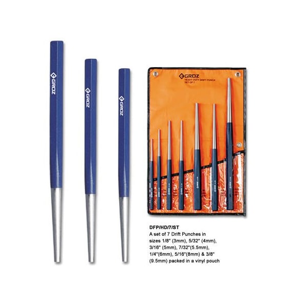 Groz Drift Punch Set, Heavy Duty, 7 pcs. - 25809