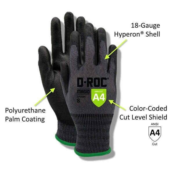 Guantes recubiertos Magid, Nivel de corte 4, Sal y Pimienta - GPD584-7