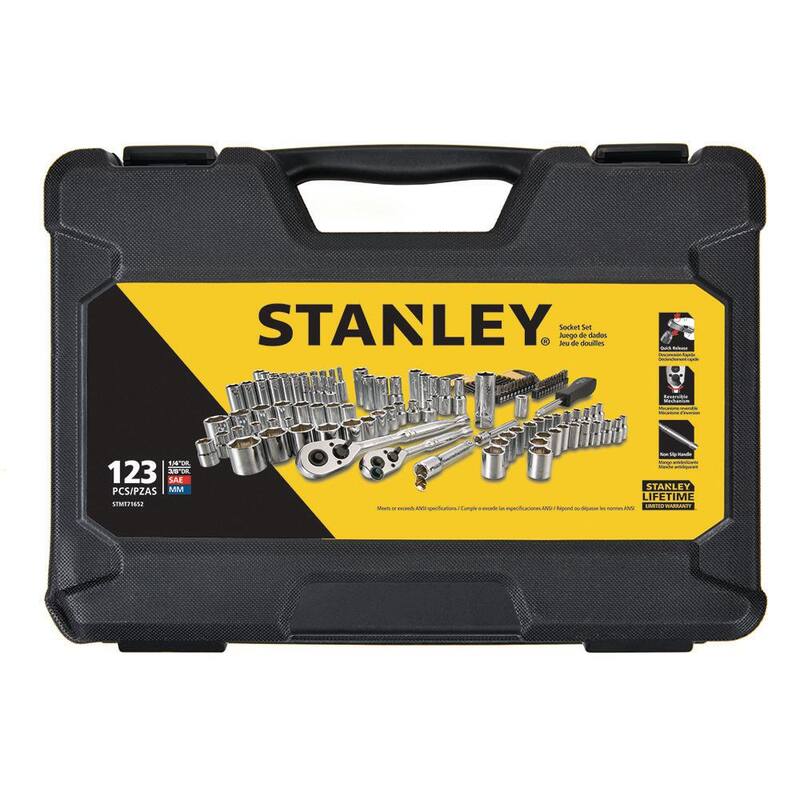Juego de dados Stanley de 3/8 in. y 1/4 in. con trinquetes (123 piezas) - STMT71652