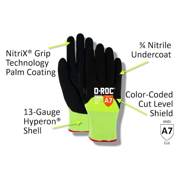 Guantes recubiertos Magid, amarillo de alta visibilidad, 12 - GPD79512