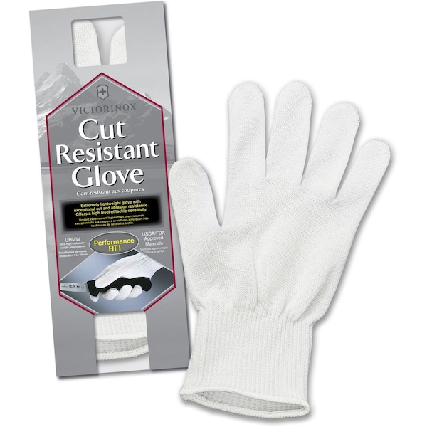Marcas Swiss Army 2023 Victorinox 86404 Guantes de cocina blancos resistentes a cortes, ajuste de rendimiento 1, paquete de almeja grande - VIC-7.9048.L