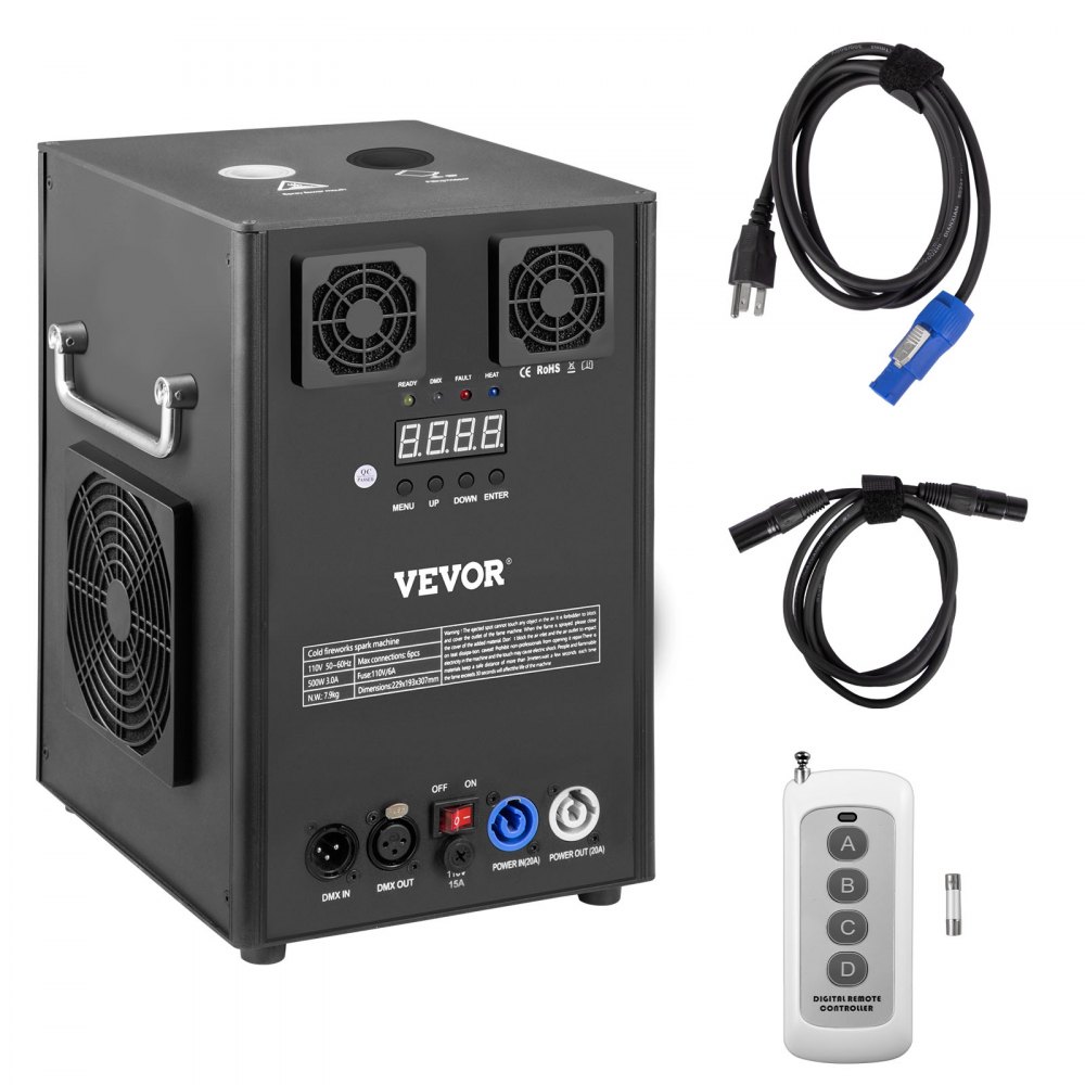 VEVOR Large Stage Equipment Special Effect Machine, 500W Stage Lighting Effect Machine with Wireless Remote Control, Smart DMX Control Stage Equipment Showing Machine for Wedding, Musical Show, DJ - YHKZQ400WWXLYHQDTV1