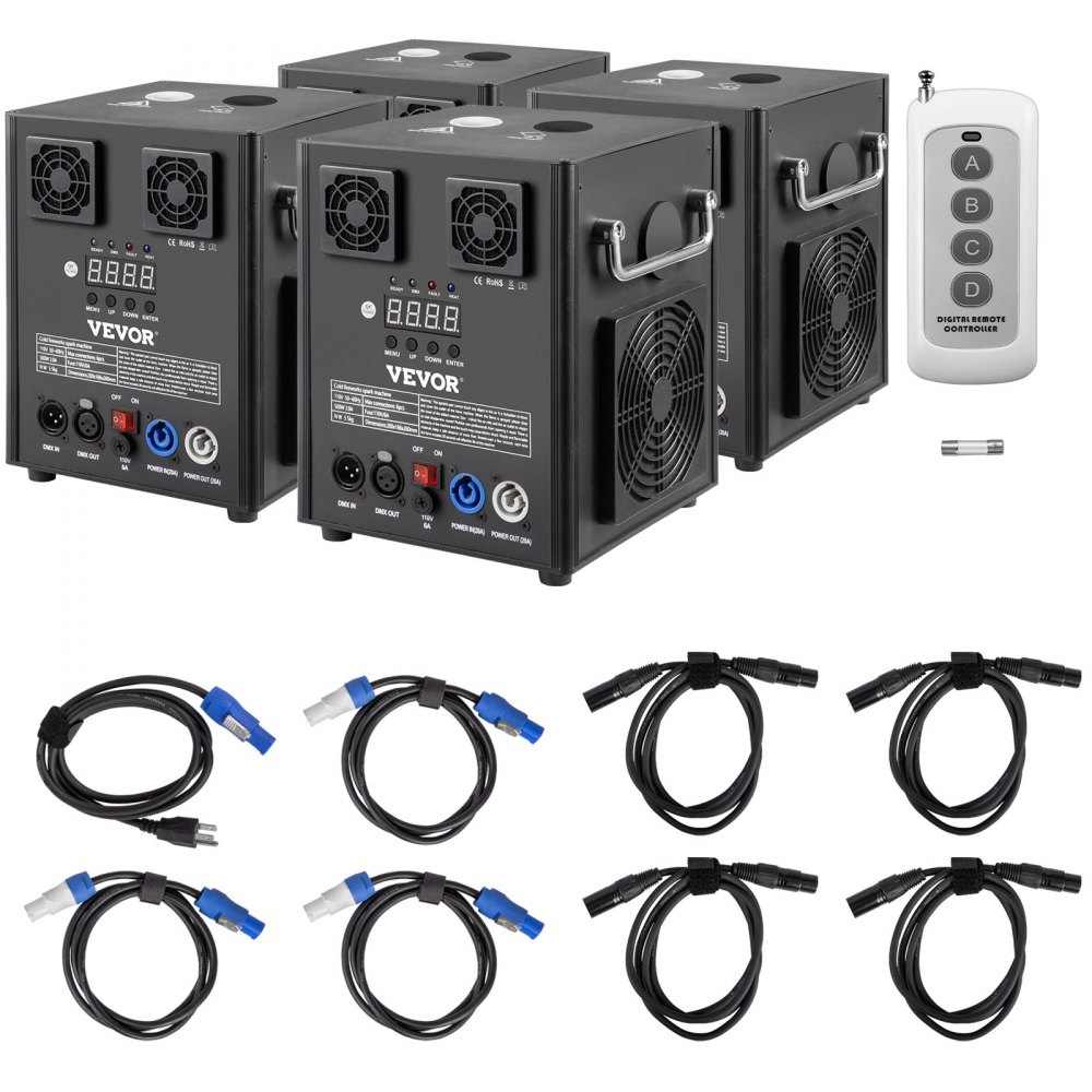 VEVOR Stage Equipment Special Effect Machine, 500W 4pcs Stage Effect Machine with Wireless Remote Control, Smart DMX Control Stage Equipment Showing Machine for Wedding, Musical Show - YHKZQMINI4T000001V1