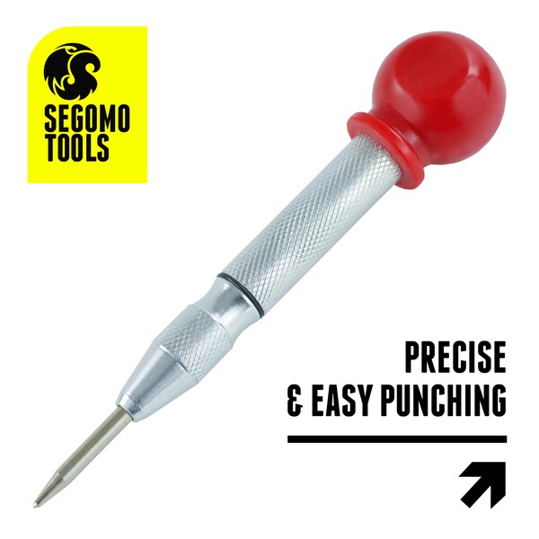 Segomo Tools 5" Precision Diamond Knurled S2 Steel Automatic Center Hole Punch - M01072C