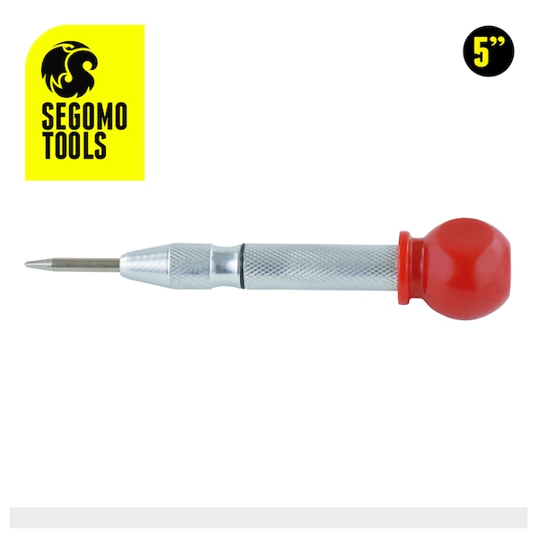 Segomo Tools 5" Precision Diamond Knurled S2 Steel Automatic Center Hole Punch - M01072C