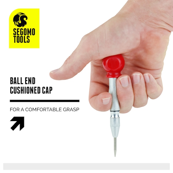 Segomo Tools 5" Precision Diamond Knurled S2 Steel Automatic Center Hole Punch - M01072C