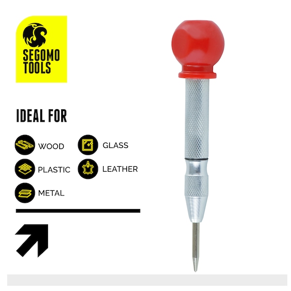 Segomo Tools 5" Precision Diamond Knurled S2 Steel Automatic Center Hole Punch - M01072C