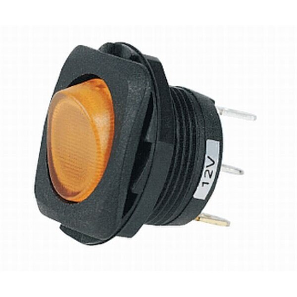 Hella Interruptor basculante de 12 voltios y 20 amperios con LED ámbar sin cubierta de seguridad - H61922001