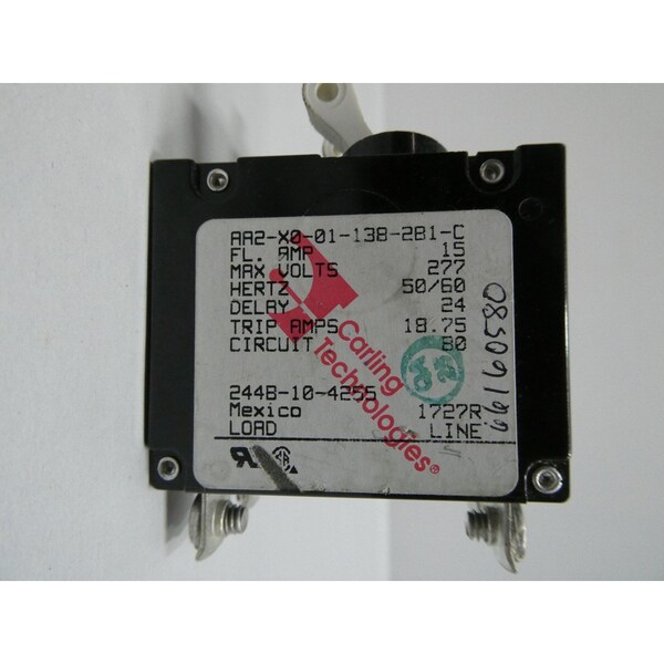 Interruptor de caja moldeada de 2 polos 15A 277V-AC Carling Technologies - AA2-X0-01-138-281-C