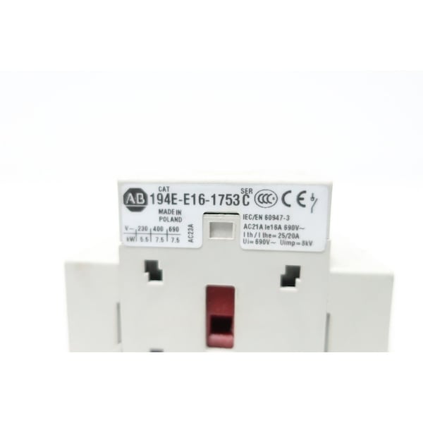 Interruptor de desconexión sin fusible Allen Bradley 3P 16A AMP 600V-AC - 194E-E16-1753