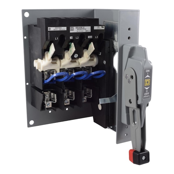 Mecanismo de operación Square D, montaje en brida, ensamble de profundidad fija, 30A, 600 V, sin fusible, mecanismo de interruptor, mango de 6 pulgadas - 9422BTCN30