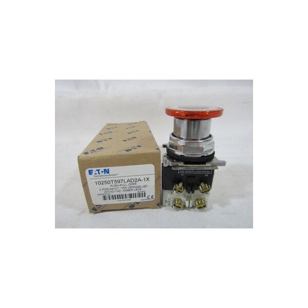 Botones pulsadores iluminados 2P 120V 1NO 1NC 2 posiciones ámbar EA NEMA 3/3R/4/4X/12/13 - 10250T597LAD2A-1X de Eaton