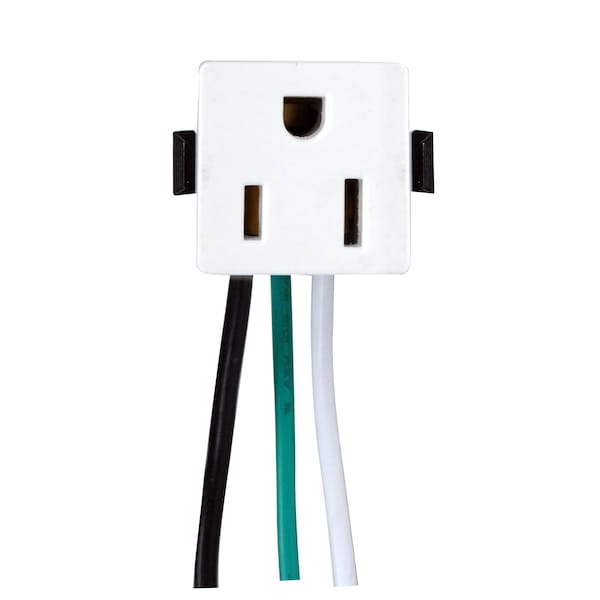 Satco 3 Wire 2 Pole Snap-In Convenience Outlet - Tamaño de Apertura: 1 pulg x 1 pulg x 1 pulg - Calificado: 15A-125V - 80/1408