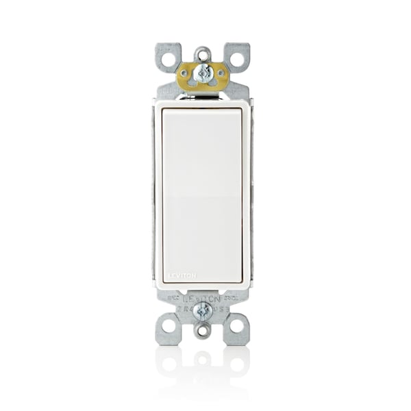 Leviton Interruptor de palanca silencioso AC blanco tratado con antimicrobianos de 15 amperios, unipolar, paquete de 5 - 05601-5AW