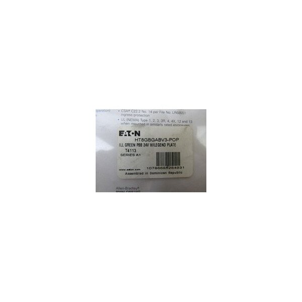 Eaton Botones Pulsadores Iluminados 24V 1NA 1NC Verde NEMA 3/3R/4/4X/12/13 - HT8GBGABV3-POP