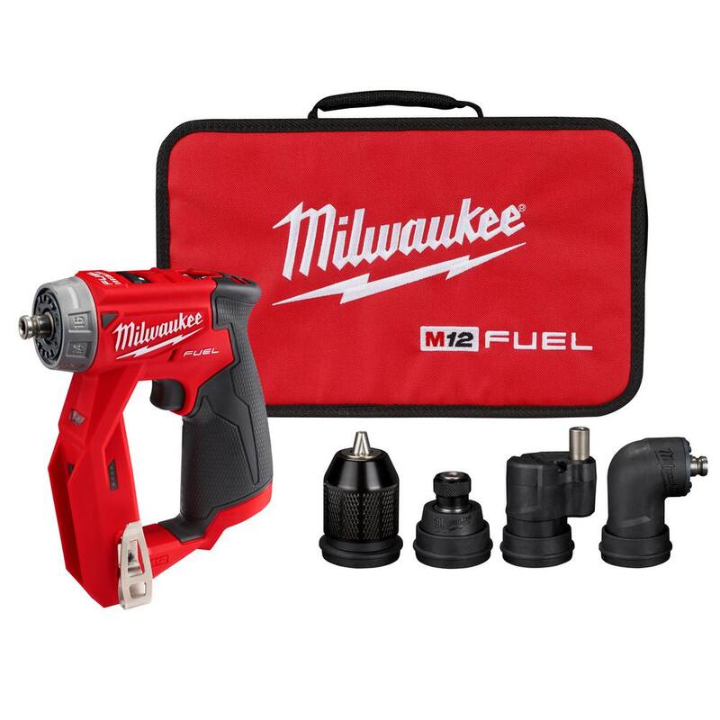 Milwaukee M12 FUEL 12V Li-Ion sin escobillas inalámbrico 4 en 1 Instalación 3/8 in. Taladro atornillador con 4 cabezales de herramienta (solo herramienta) - 2505-20