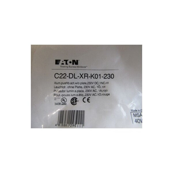Eaton Botones pulsadores iluminados 230V 1NC Rojo EA - C22-DL-XR-K01-230