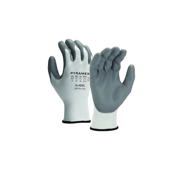 Guantes de poliuretano recubierto Pyramex con forro HPPE de 13G, corte A2 Premium, tamaño L, paquete de 12 pares - GL403CL