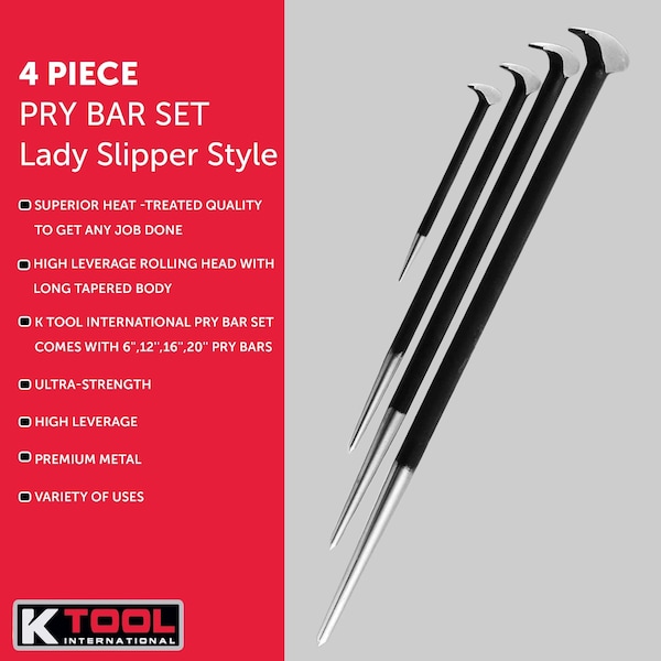 K-Tool International Pry Bar Set, Lady Slipper Style, 4 pcs. - KTI-71600