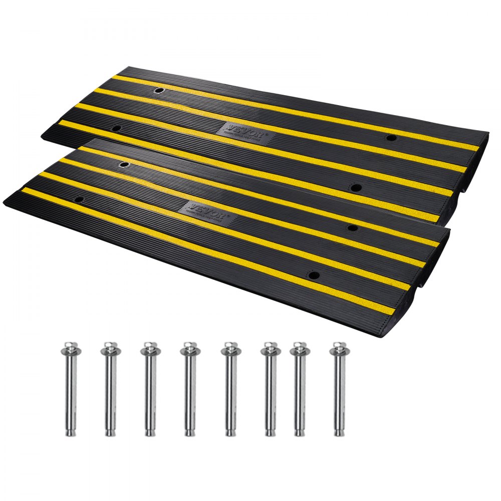 VEVOR Rubber Curb Ramp for Driveway 2 Pack, 15T Heavy Duty Sidewalk Curb Ramp, 2.6" Rise Height Cable Cover Curbside Bridge Ramp for Garage for Low Cars, Wheelchairs - ZXDBLYPDGB2483DSGV0