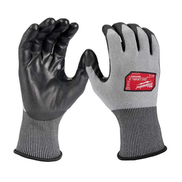 Guantes Milwaukee Tool 12 pares Nivel de corte 3 de alta destreza con recubrimiento de poliuretano - L, Nivel de corte A3, calibre 18, gris - 48-73-8732B