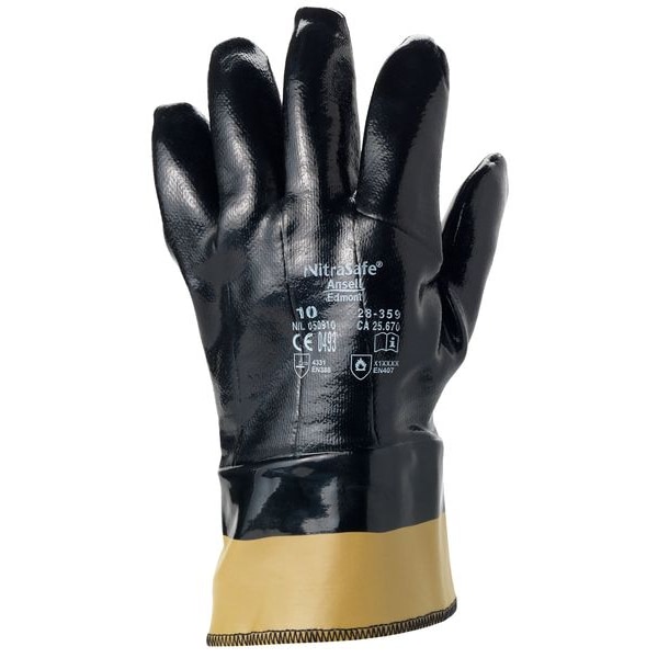 Guantes recubiertos resistentes a cortes Ansell, Nivel de corte A3, Negro, XL - 28-359