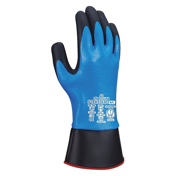 Guantes cubiertos resistentes al corte Showa, Nivel de corte A4, 13 ga, Azul, XL (9) - S-TEX377SCXL-09
