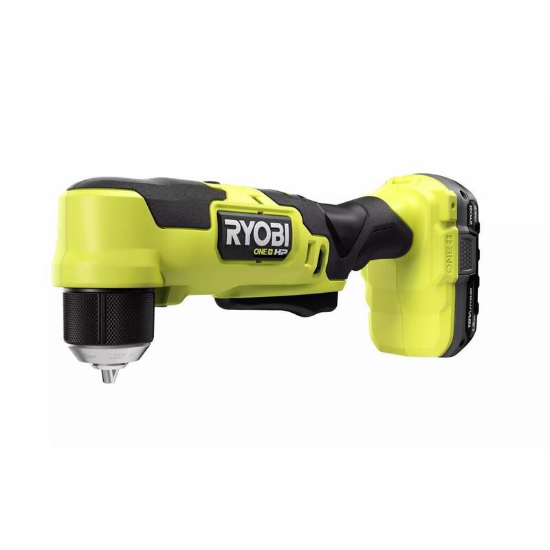 RYOBI ONE+ HP Taladro angular compacto inalámbrico sin escobillas de 18V de 3/8 in. en Kit con (1) batería de 1.5 Ah y cargador de 18V - PSBRA02K