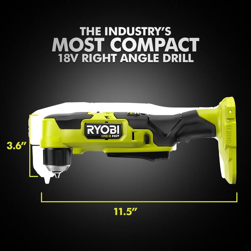 RYOBI ONE+ HP Taladro angular compacto inalámbrico sin escobillas de 18V de 3/8 in. en Kit con (1) batería de 1.5 Ah y cargador de 18V - PSBRA02K