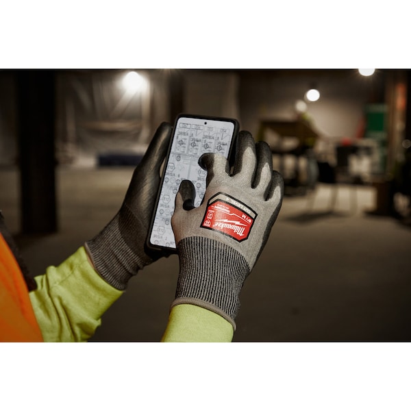 Guantes Milwaukee Tool con recubrimiento de poliuretano de alta destreza nivel 4 de corte - XXL, Nivel de corte A4, 18 ga, Gris, 2XL (11) - 48-73-8744