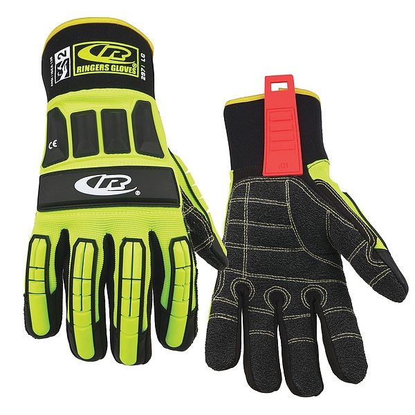 Guantes de seguridad Ringers Hi-Vis resistentes a cortes e impacto, Nivel de Corte A3, Ninguno, Lima, 2XL - 297-12