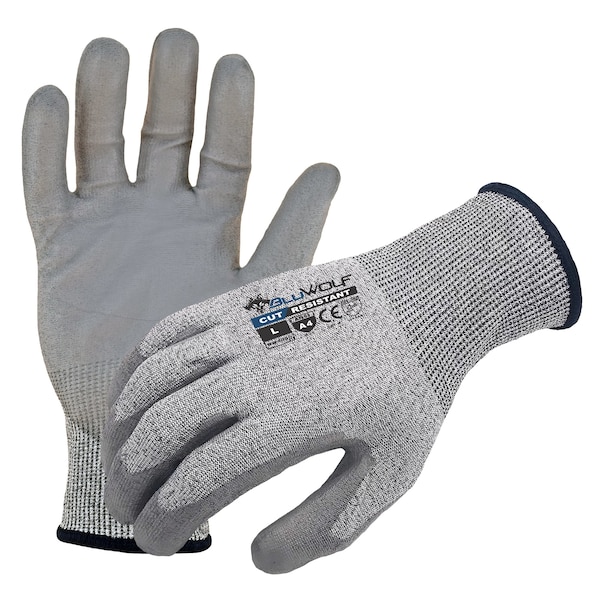 Guantes de trabajo resistentes a cortes de seguridad Azusa, Nivel de corte A4, Gris/Gris, L - BW4000