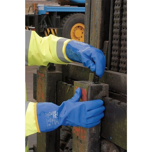 Guantes resistentes a químicos Ansell de 13", látex natural de hule, talla 8, 1 par - 62-401