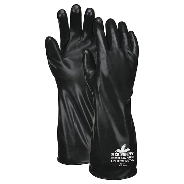 Guante resistente a productos químicos Mcr Safety, L, negro, PR - CP7L
