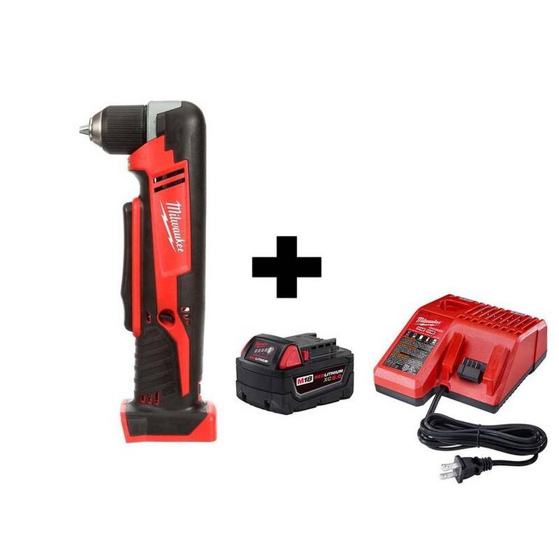 Milwaukee M18 Taladro Angular Derecho inalámbrico de 18V de Iones de Litio de 3/8 pulgadas con Kit Inicial M18 con una batería de 5.0 Ah y Cargador - 2615-20-48-59-1850
