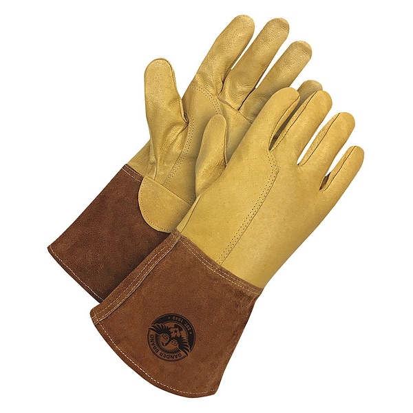 Marca Bdg Gander en piel de cerdo dorada con gamuza de vaca dividida en marrón, talla X2L - 60-1-1830-X2L