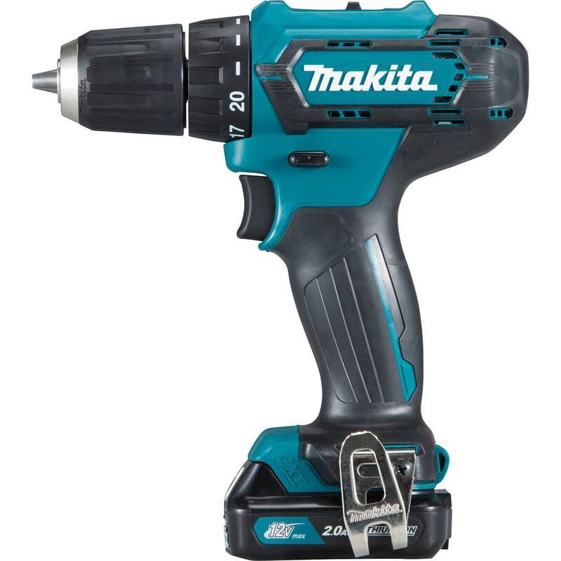 Makita 12V máx. CXT Taladro Atornillador Inalámbrico de 3/8 pulg. de Velocidad Variable de Iones de Litio, 2.0 Ah con Clip para Cinturón y Maletín de Herramientas - FD09R1