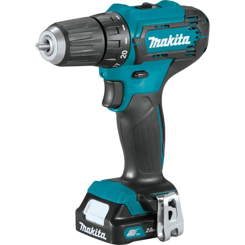 Makita 12V máx. CXT Taladro Atornillador Inalámbrico de 3/8 pulg. de Velocidad Variable de Iones de Litio, 2.0 Ah con Clip para Cinturón y Maletín de Herramientas - FD09R1