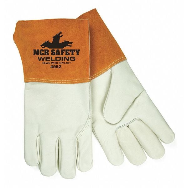 Guantes de soldadura MIG/TIG Mcr Safety, palma de piel de vaca, M, paquete de 12 - 4952M