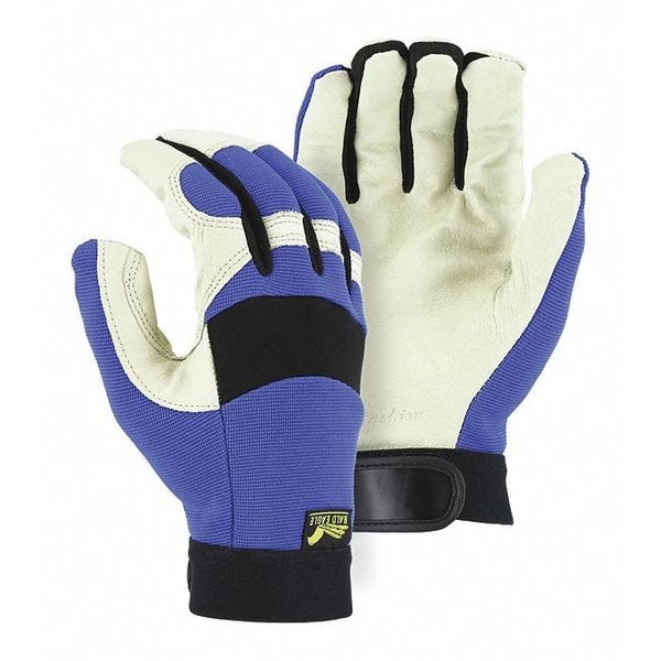 Guantes mecánicos Majestic Glove, Talla L, Azul/Blanco, Dorso de Punto Elástico con Nudillos de Neopreno - 2152/10