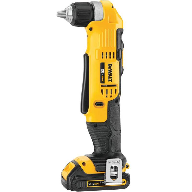 DEWALT Taladro/destornillador angular inalámbrico de 3/8 pulgadas 20V MAX, (1) Batería de 20V 1.3Ah, Cargador y Bolsa - DCD740C1