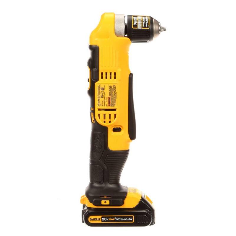 DEWALT Taladro/destornillador angular inalámbrico de 3/8 pulgadas 20V MAX, (1) Batería de 20V 1.3Ah, Cargador y Bolsa - DCD740C1