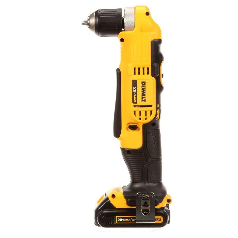 DEWALT Taladro/destornillador angular inalámbrico de 3/8 pulgadas 20V MAX, (1) Batería de 20V 1.3Ah, Cargador y Bolsa - DCD740C1