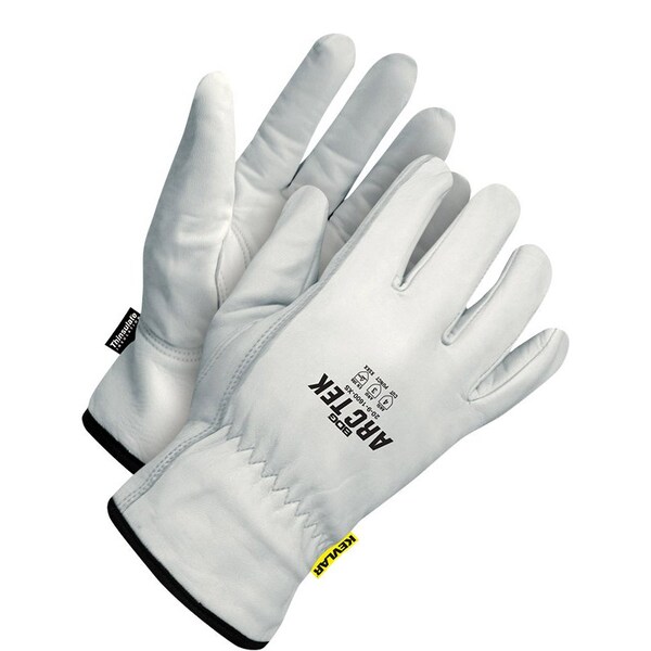 Guantes de piel resistentes a cortes Bdg con forro, nivel de corte A4, blanco, M - 20-9-1600-M-K