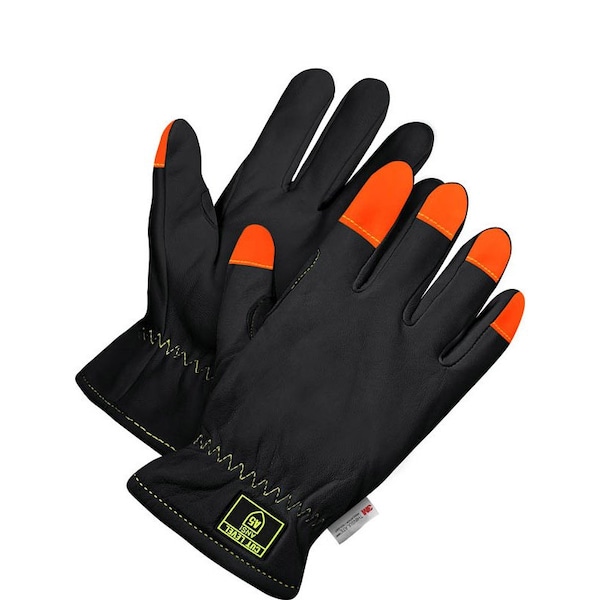 Bdg Guante de Conductor de Piel de Cabra Resistente al Aceite y al Corte con Forro de Alta Visibilidad en los Dedos, empaquetado al vacío, Talla XL - 20-9-10761-XL-K