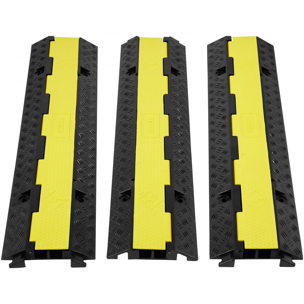 VEVOR 3 PCs Cable Protector Ramp 2 Channel 12000 lbs Load Wire Cable Cover Ramp - SKCDL32WH1111REAEV0